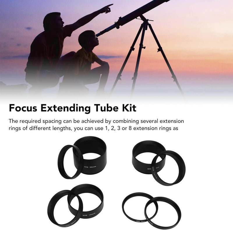 Estink Focal Length Extension Tube Kit, 8 PCS Aluminum Alloy M48X0.75 Astronomical Extension Tube Kit 3 5 7 10 12 15 20 30mm Extending Ring for Astronomical Telescope Photography - Image 2